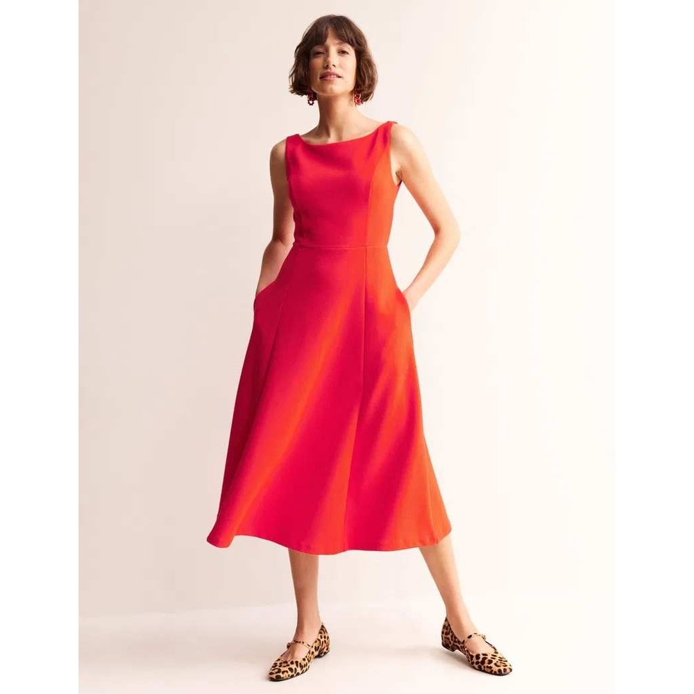 Boden Dress Womens 4 Scarlet Flame Ottoman Ponte Sleeveless Pockets Work NWT